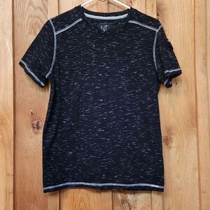 Modern Culture Short Sleeve Crew Neck CottonShirt, Small, Black with Gray Flecks